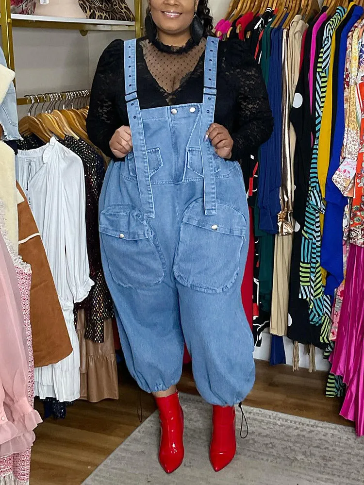 Denim Loose Overalls