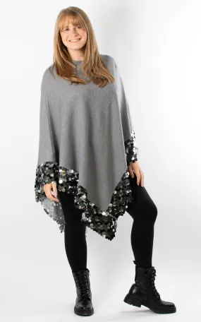 Denise Trim Poncho | Grey