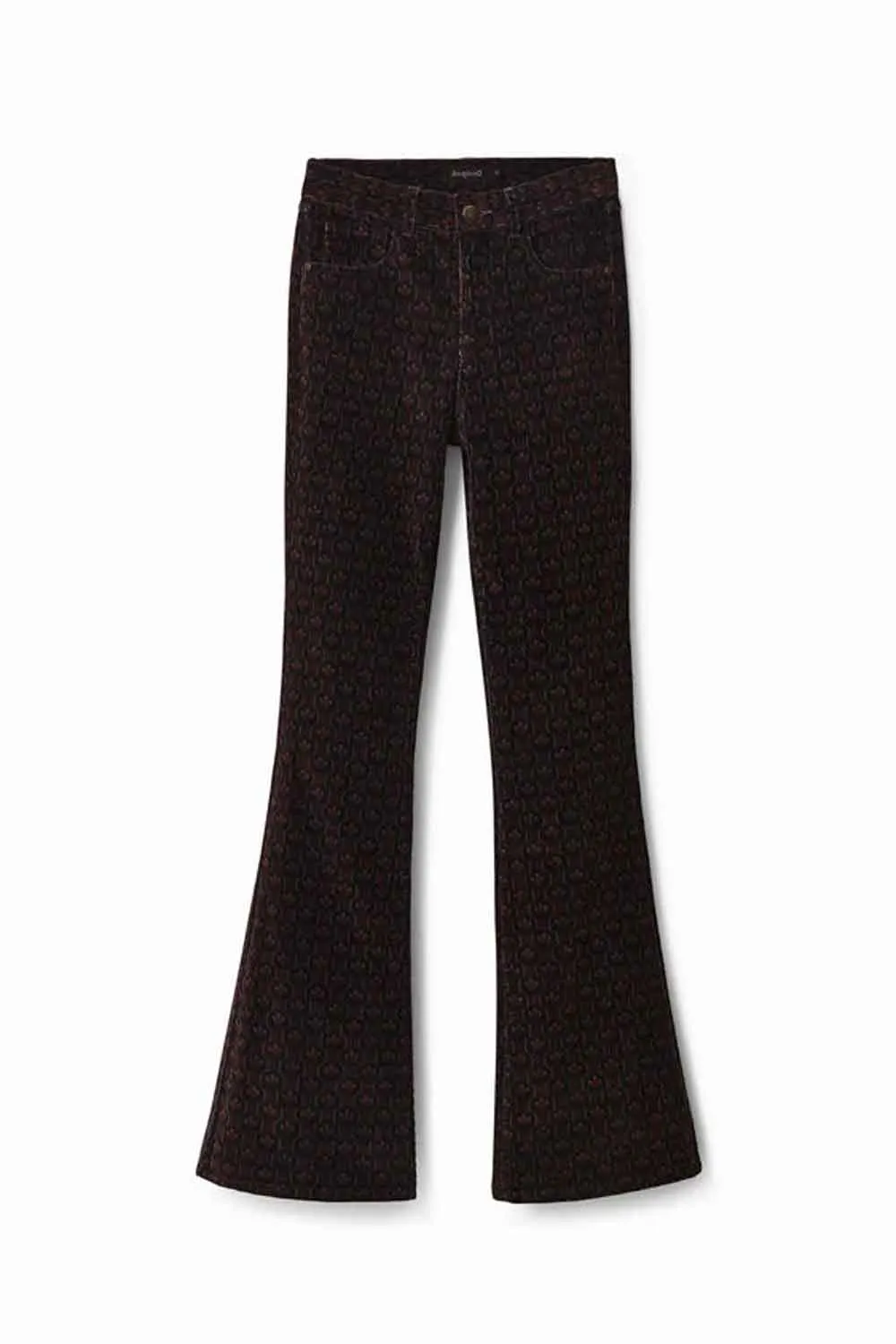 DESIGUAL RETRO PRINT CORDUROY FLARE TROUSER