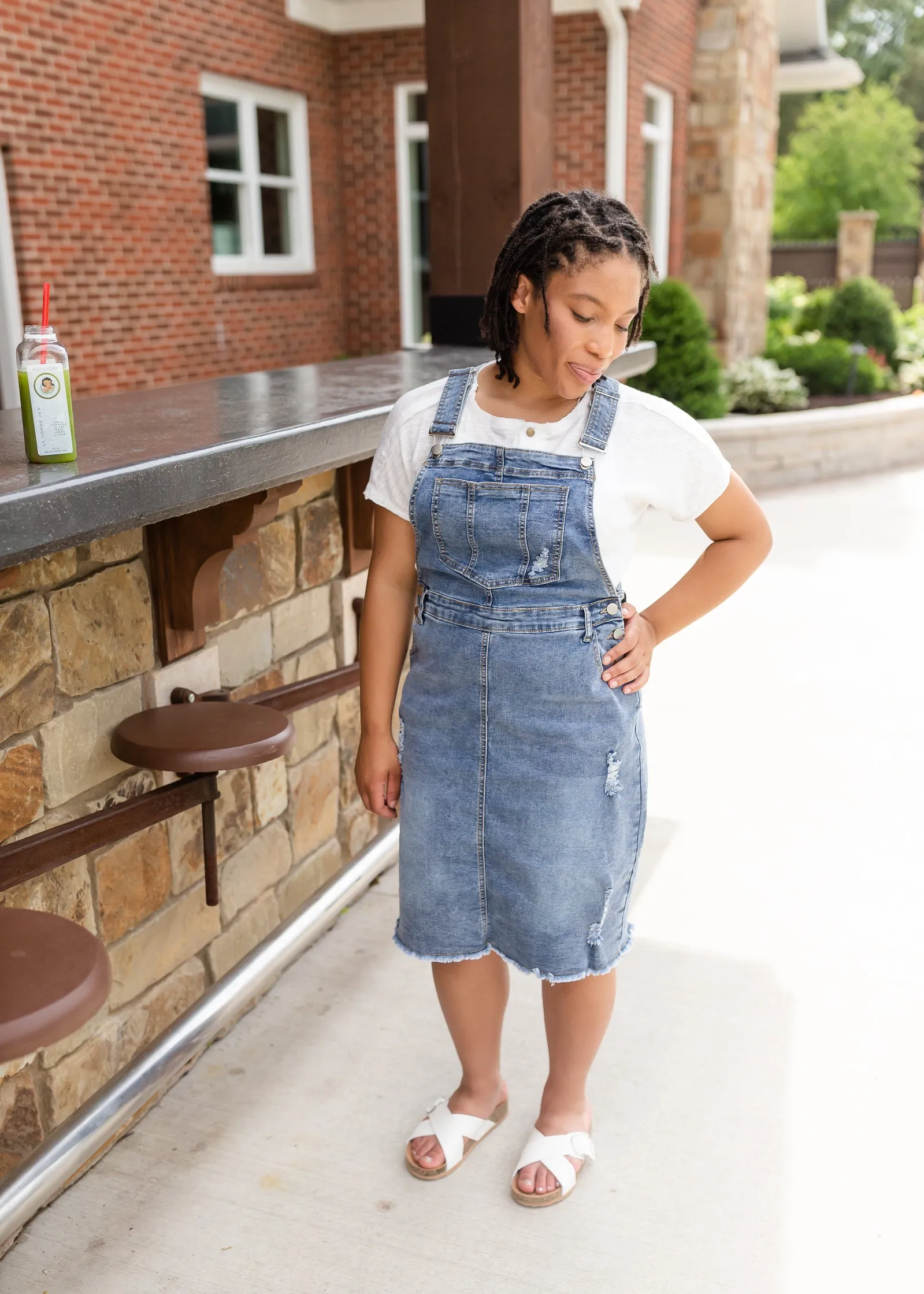 Distressed Classic Denim Overall Dress