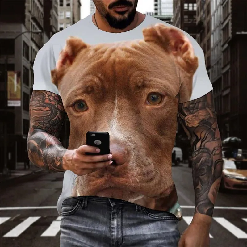 dog t shirt Print clothes Puppy Cute animal Cool big Smart dogs art costume male