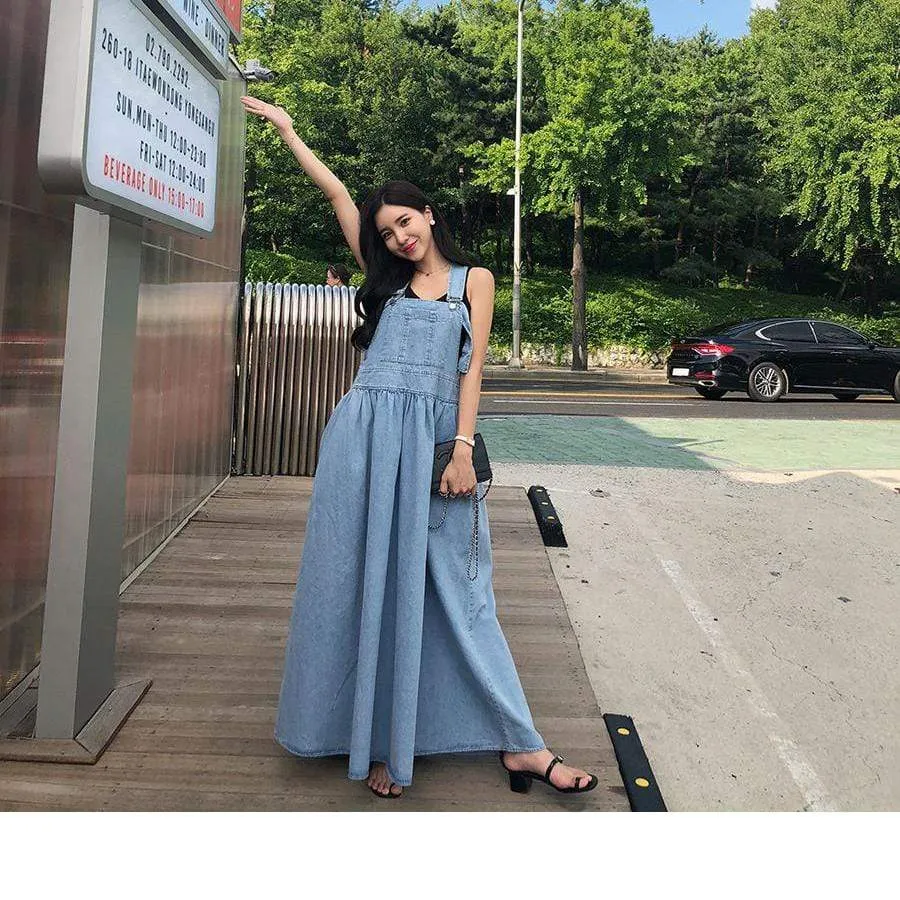 Drama Free Maxi Denim Overall Dress