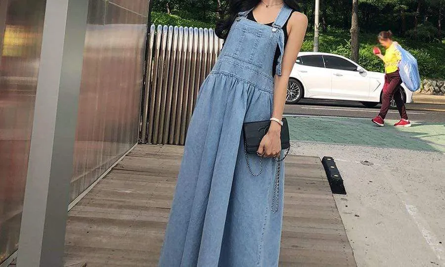 Drama Free Maxi Denim Overall Dress