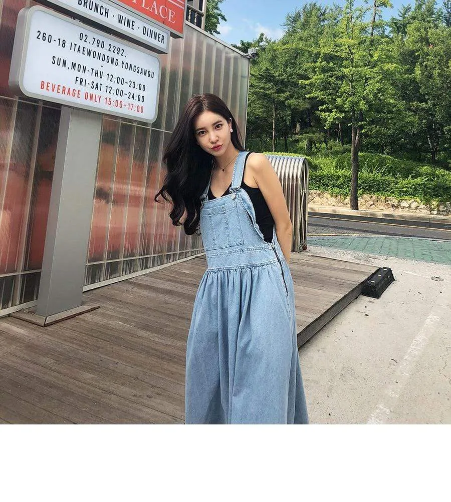 Drama Free Maxi Denim Overall Dress