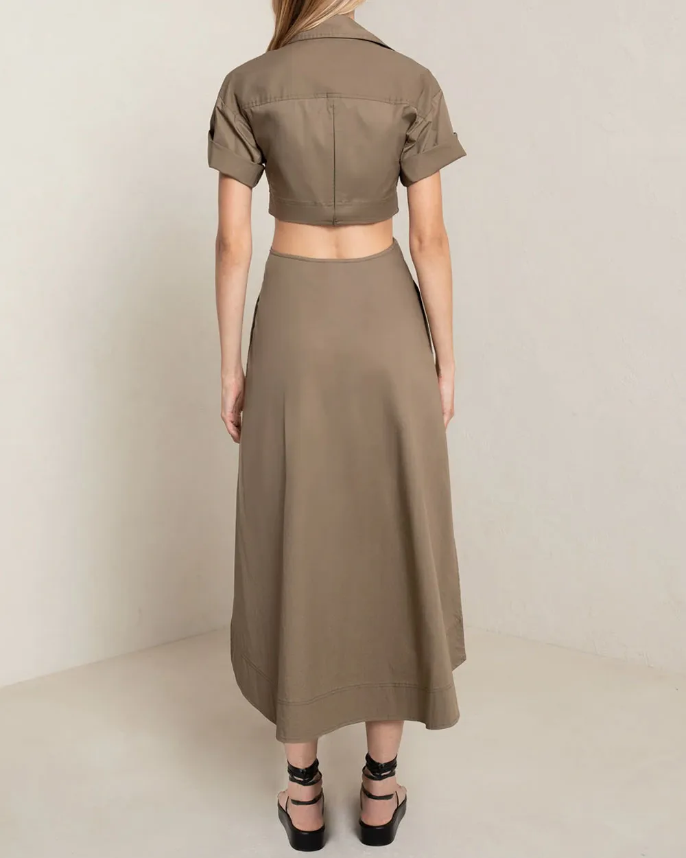 Dried Basil Knot Front Georgia Midi Dress