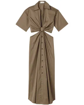 Dried Basil Knot Front Georgia Midi Dress