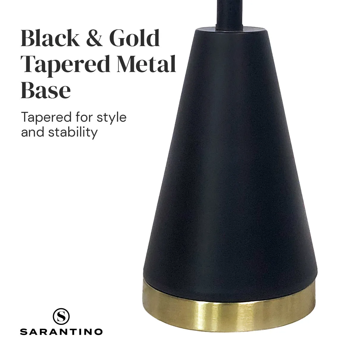 Elegant Black Gold Metal Table Lamp with Fabric Shade