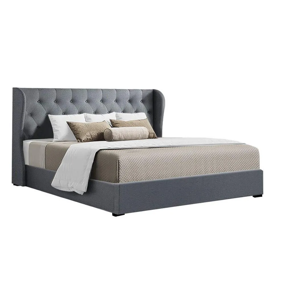 Elouera King Bed Frame With Gas Lift Storage Grey