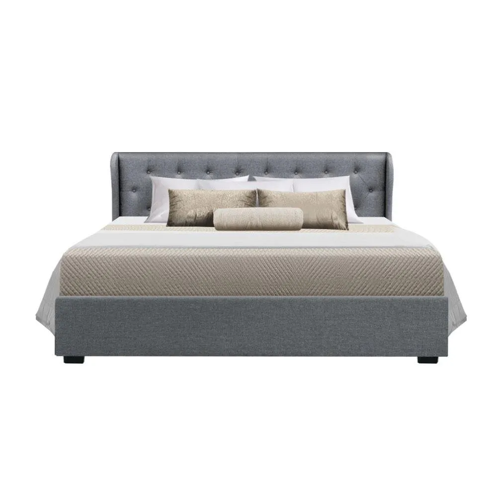 Elouera King Bed Frame With Gas Lift Storage Grey