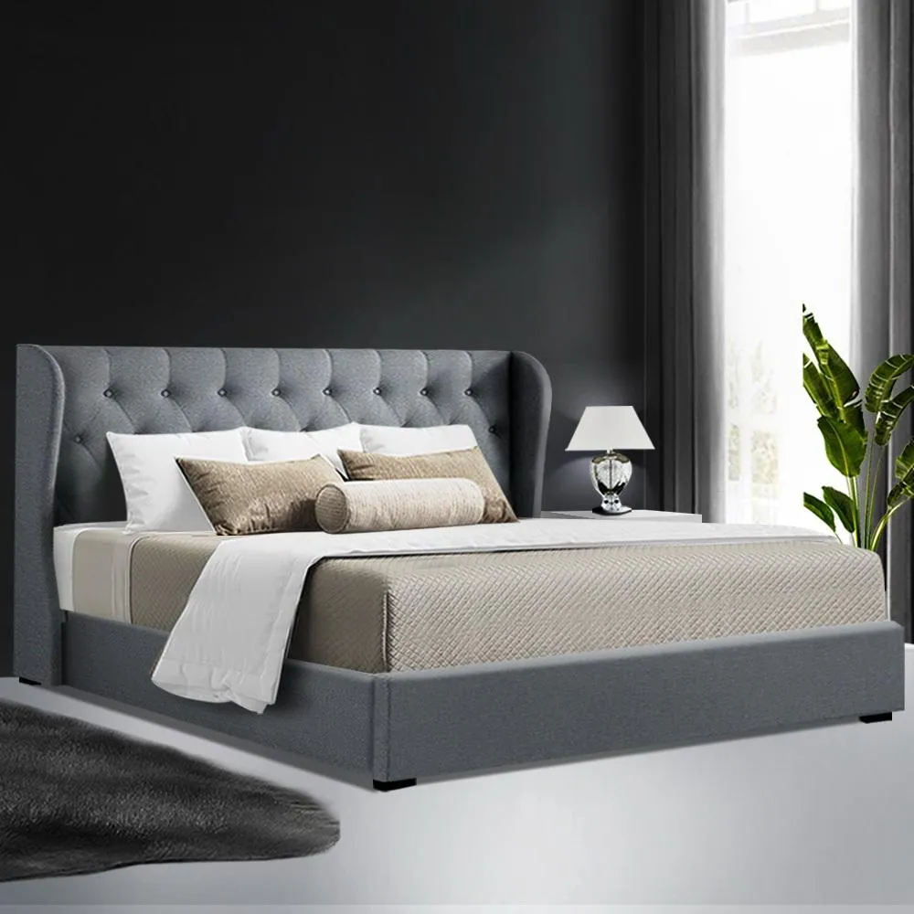 Elouera King Bed Frame With Gas Lift Storage Grey