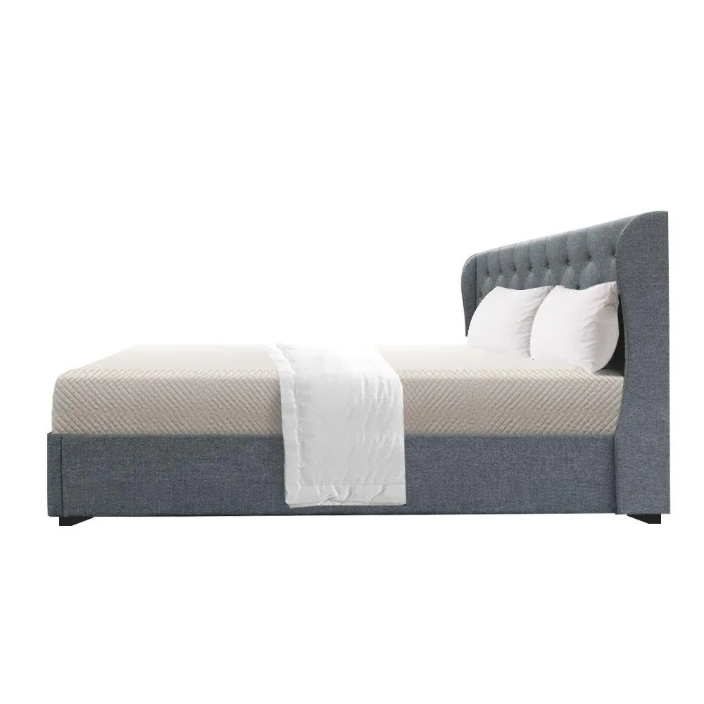 Elouera King Bed Frame With Gas Lift Storage Grey