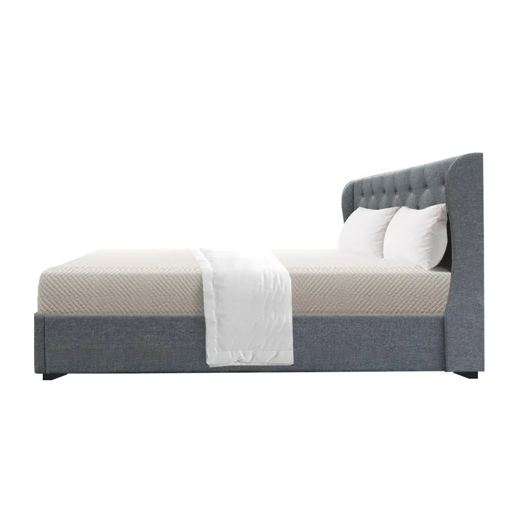 Elouera Queen Bed Frame With Gas Lift Storage Grey