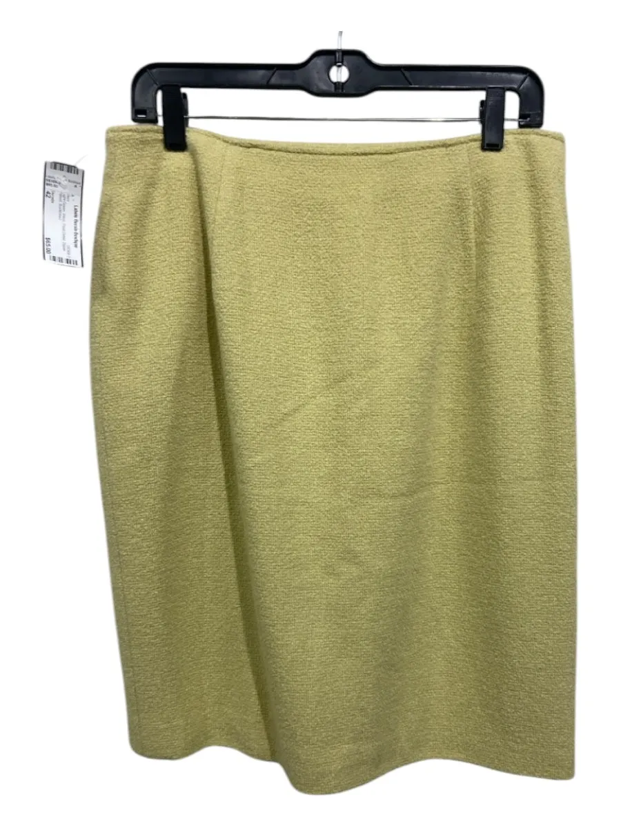 Escada Size 42 Light Green Wool Pleat Detail Zipper Pencil Skirt