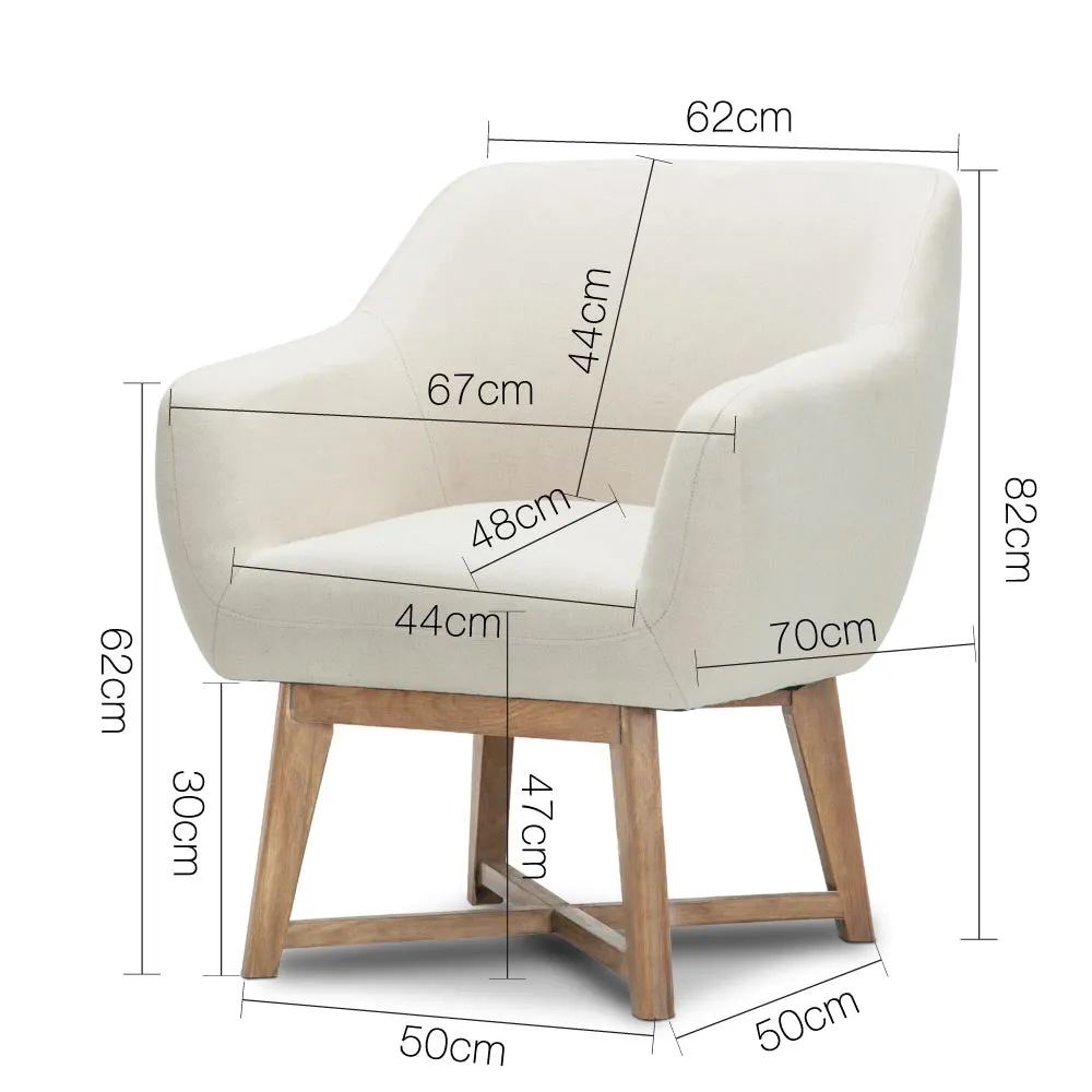 Fabric Tub Lounge Armchair - Beige