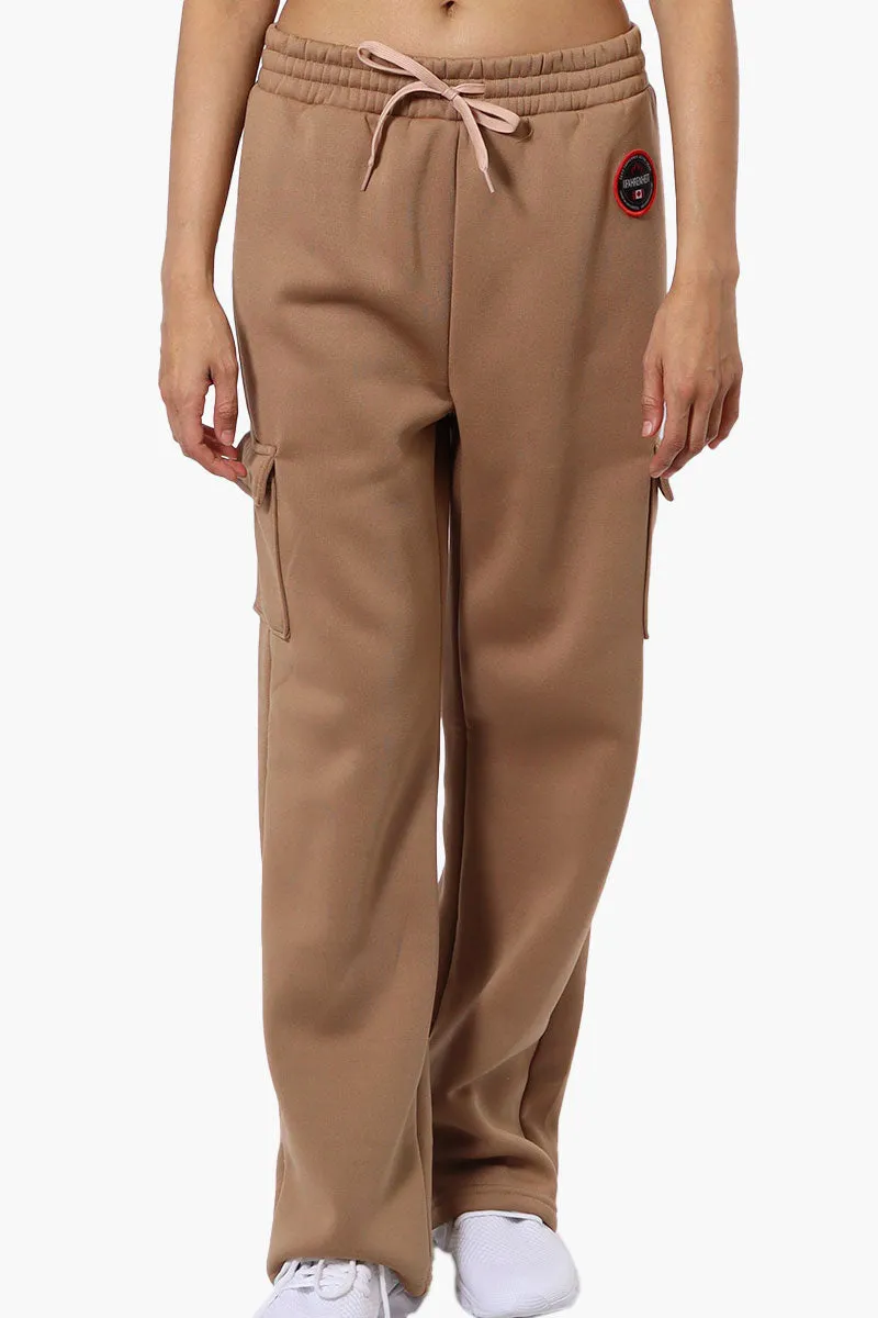 Fahrenheit Fleece Wide Leg Cargo Sweatpants - Camel