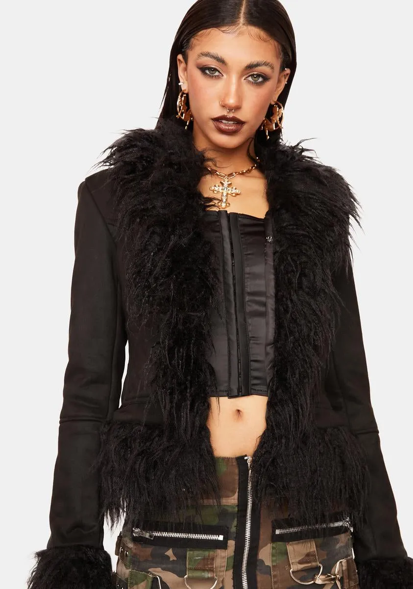 Faux Fur Trim Coat