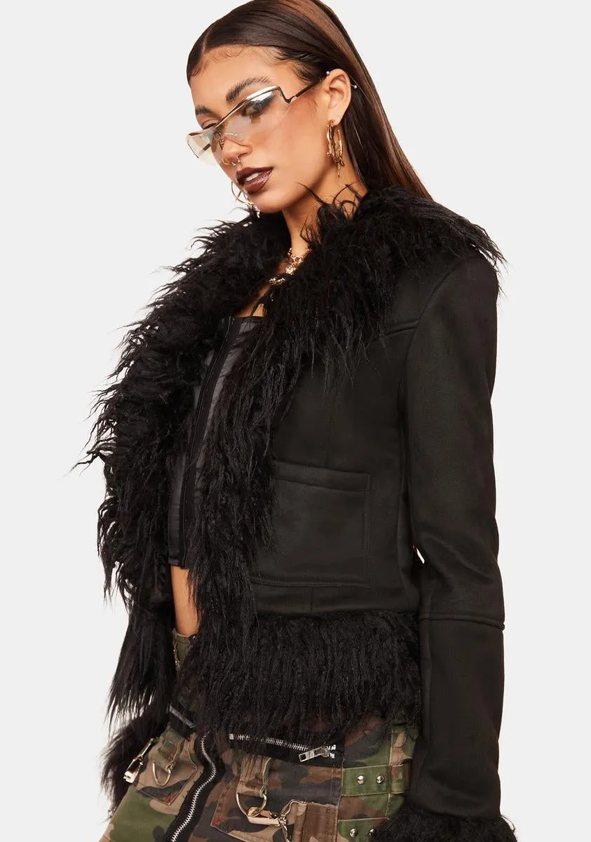 Faux Fur Trim Coat