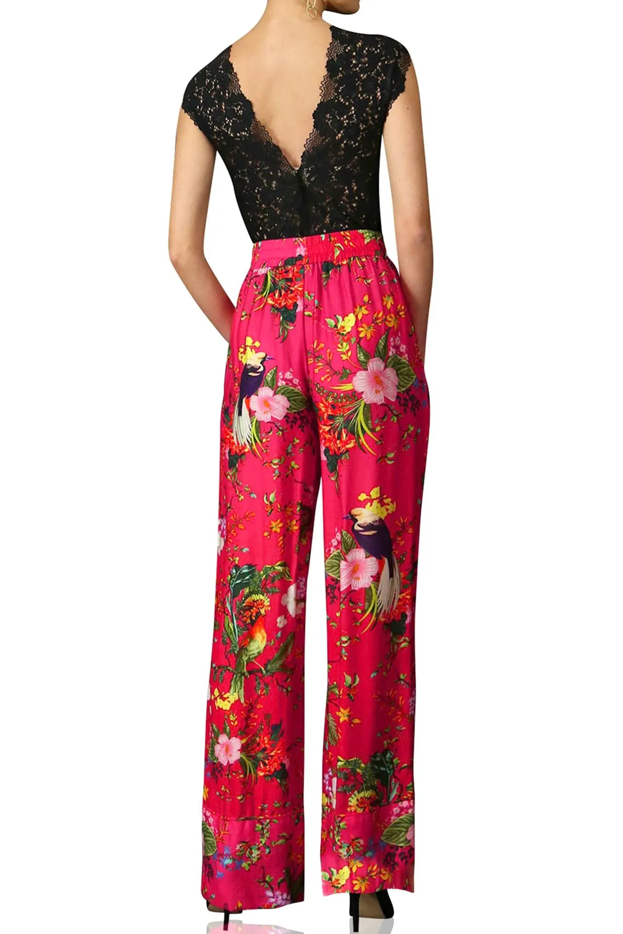 Fay Floral Print Silk Pants