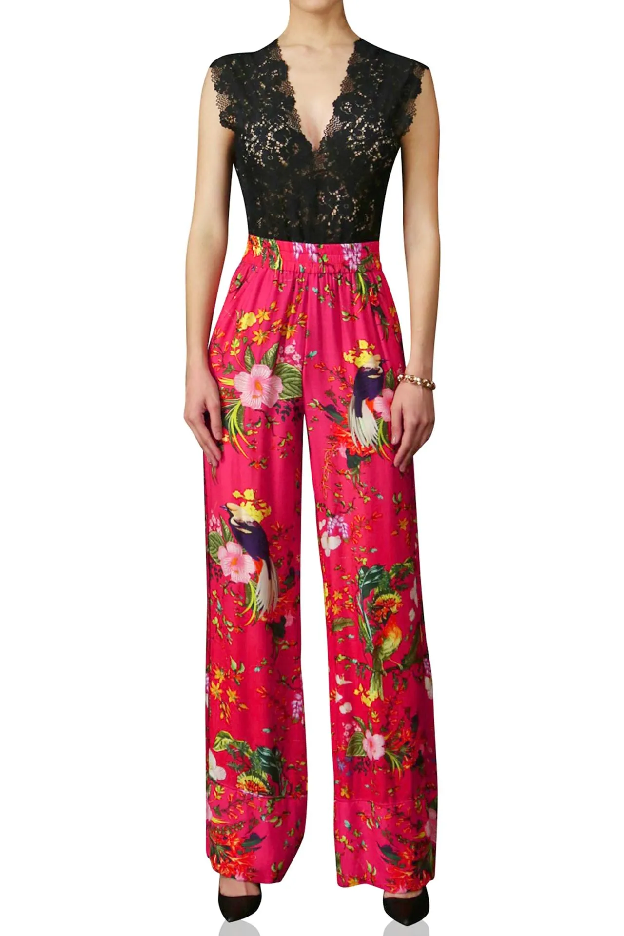 Fay Floral Print Silk Pants