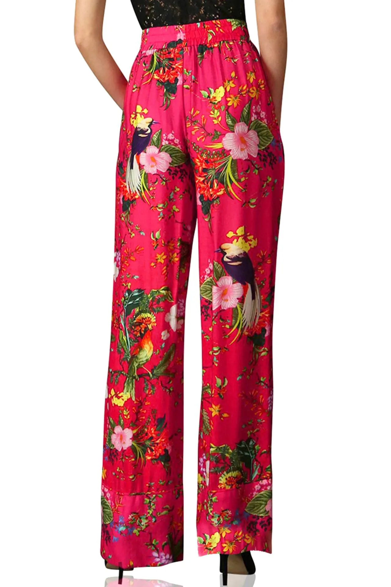 Fay Floral Print Silk Pants