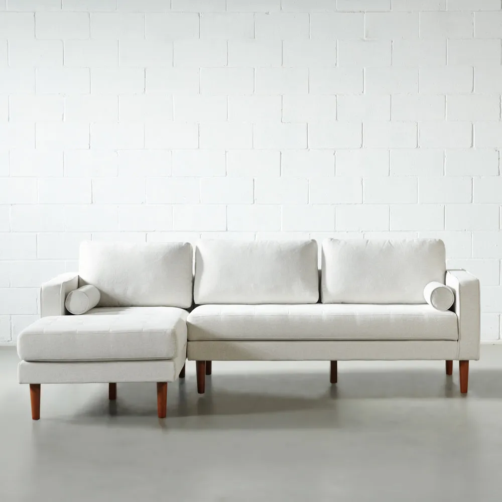 FONDA - Cream Fabric Sectional Sofa - Right