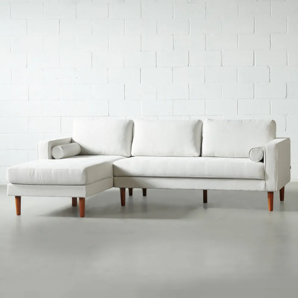 FONDA - Cream Fabric Sectional Sofa - Right