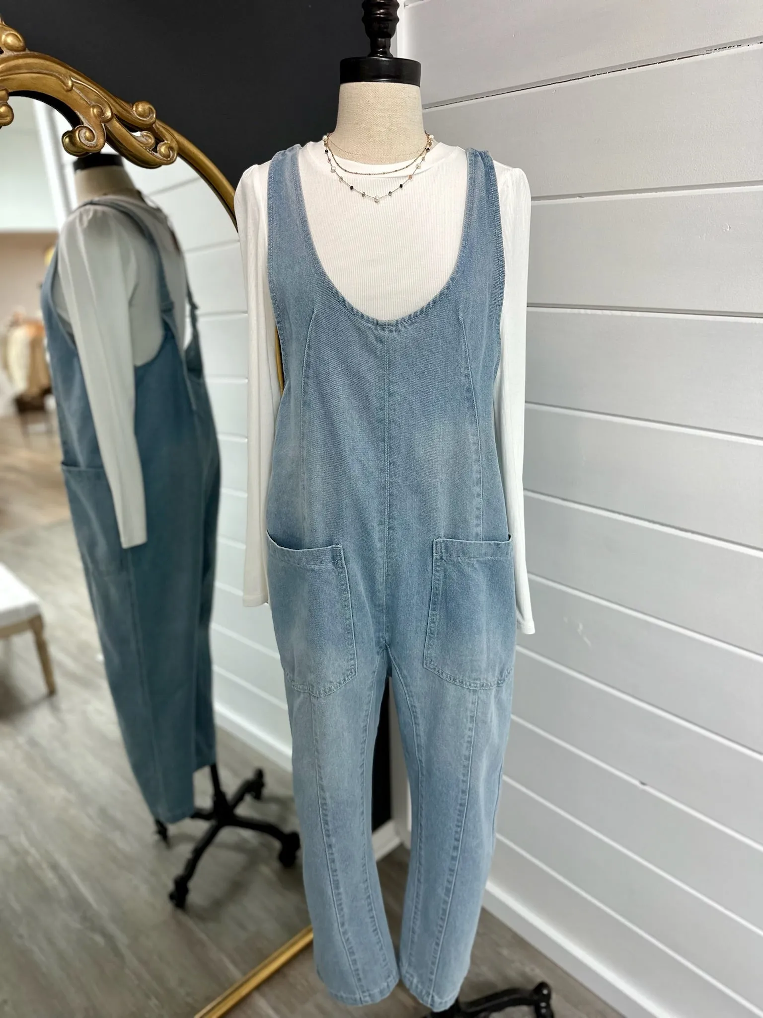 Forever Free Denim Overall Jumpsuit