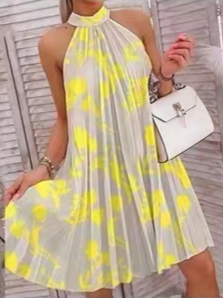 Formal Dresses New Sleeveless Backless Sexy Dress for Summer Stylish Printed Short Skirt Formal Occasion Dresses Woman Clothing