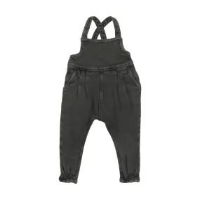 French terry baby overall set - Black denim