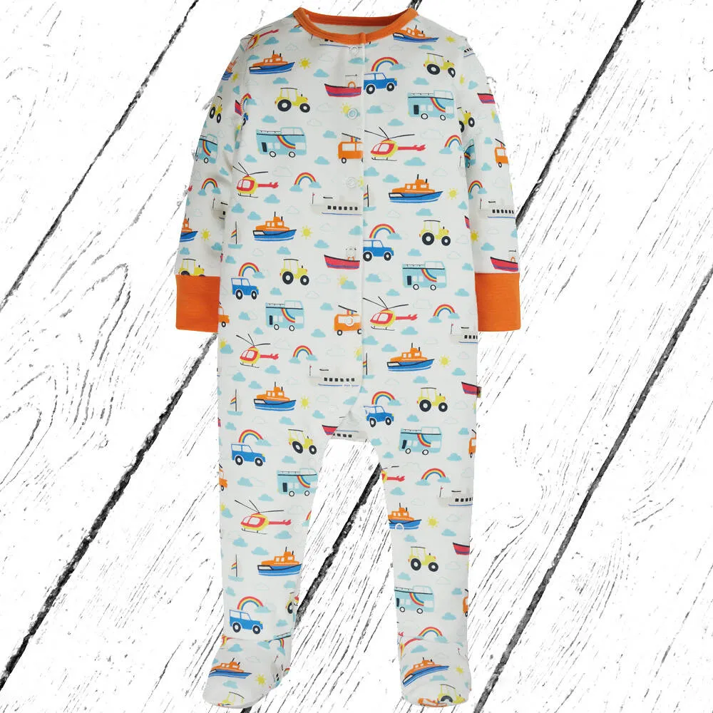 Frugi Overall Lovely Babygrow White Land Sea