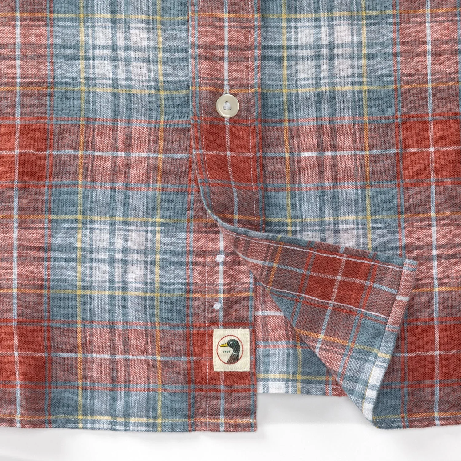 Gibbs Plaid Linen Cotton Oxford Sport Shirt