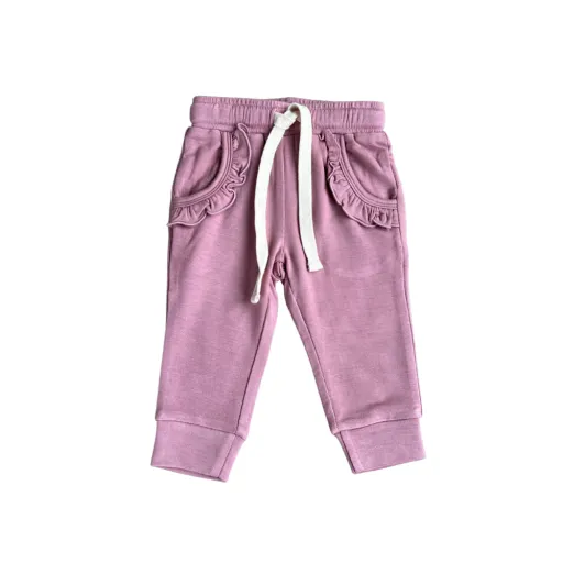 Girls Ruffle Joggers: Mauve