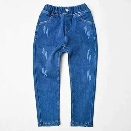 Girls Thicken Warm Blue Jeans