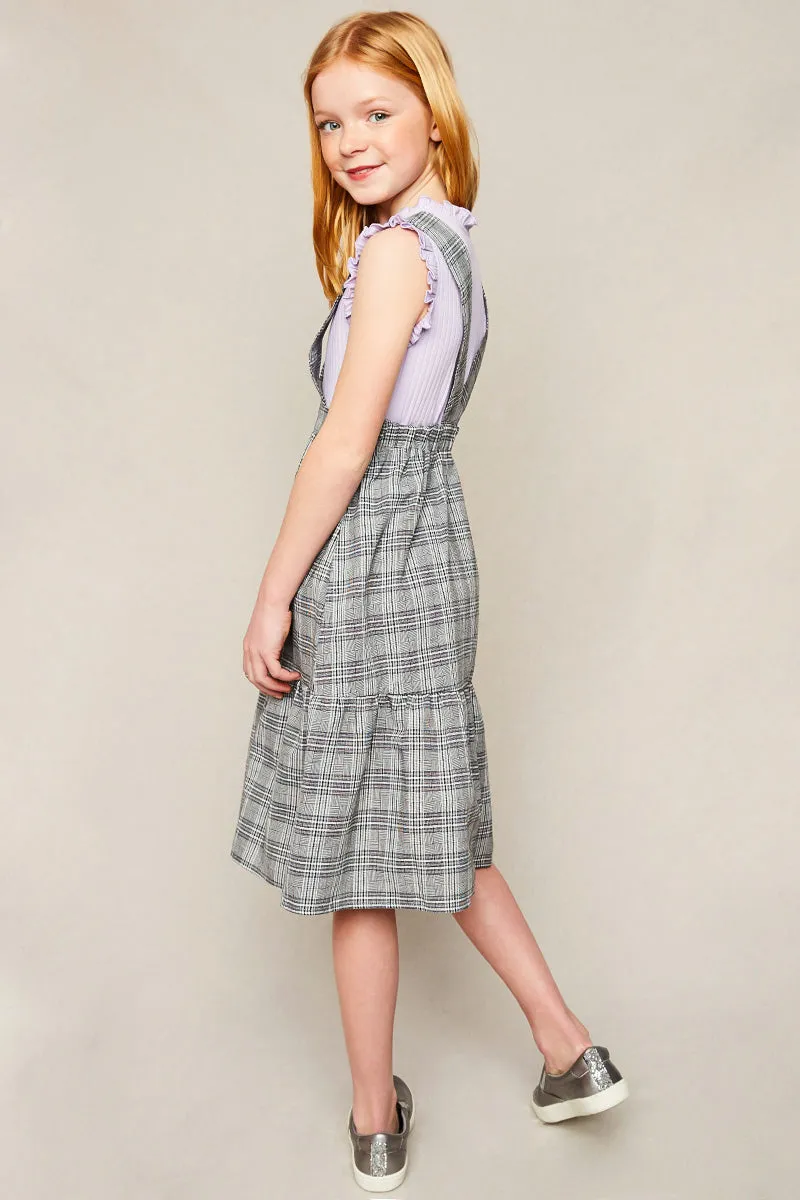 Girls Tiered Glen Check Overall Dress