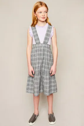 Girls Tiered Glen Check Overall Dress