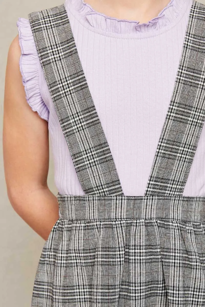 Girls Tiered Glen Check Overall Dress