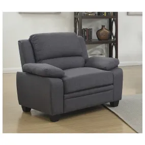 Grey Fabric Chair With High Back And Pillows Over The Arms