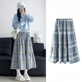 High-Waisted Plaid A-Line Skirt