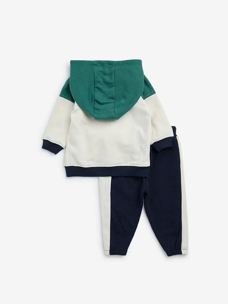 HOP Baby Navy Cotton Sweatshirt with Joggers Set