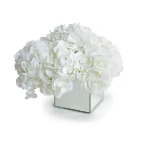 Hydrangea Arrangement in Mirror Cube Vase 12"H