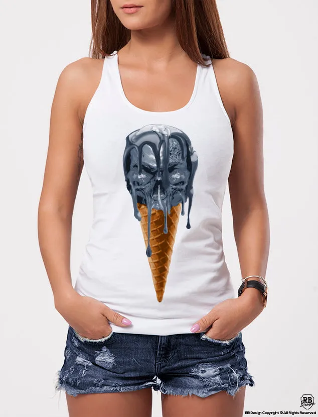 Ice Cream Skull Womens T-shirt Unique RB Design Graphic Tee WD222B