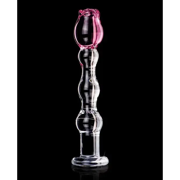 Icicles No. 12 Hand Blown Glass Massager - Clear W/rose Tip