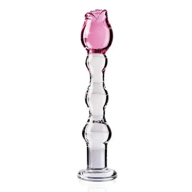 Icicles No. 12 Hand Blown Glass Massager - Clear W/rose Tip