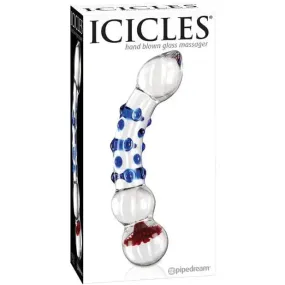 Icicles No. 18 Hand Blown Glass Massager - Clear W/blue Knobs