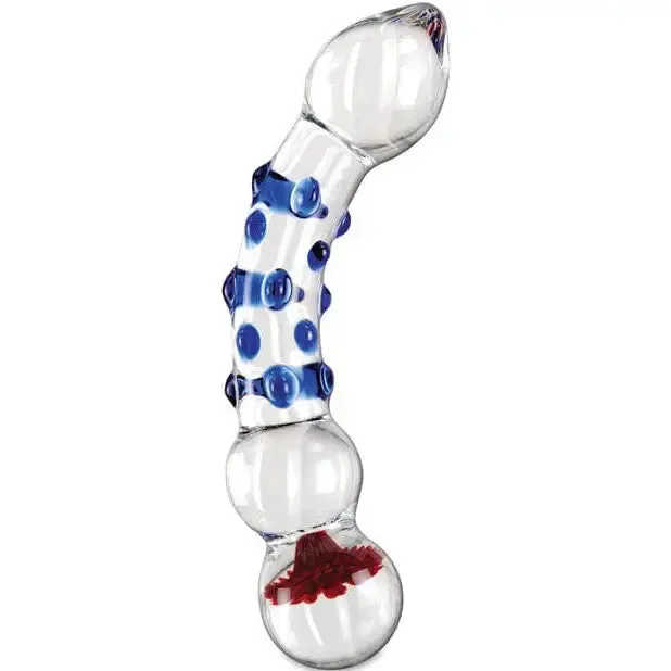 Icicles No. 18 Hand Blown Glass Massager - Clear W/blue Knobs