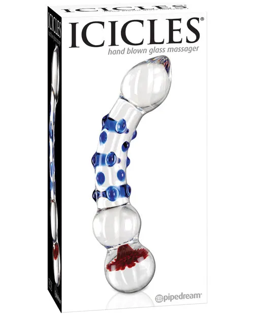 Icicles No. 18 Hand Blown Glass Massager - Clear W/blue Knobs