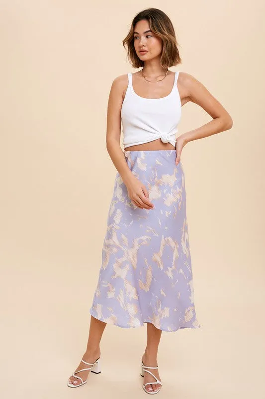 In Loom Bias Midi Skirt Abstract Print - Periwinkle