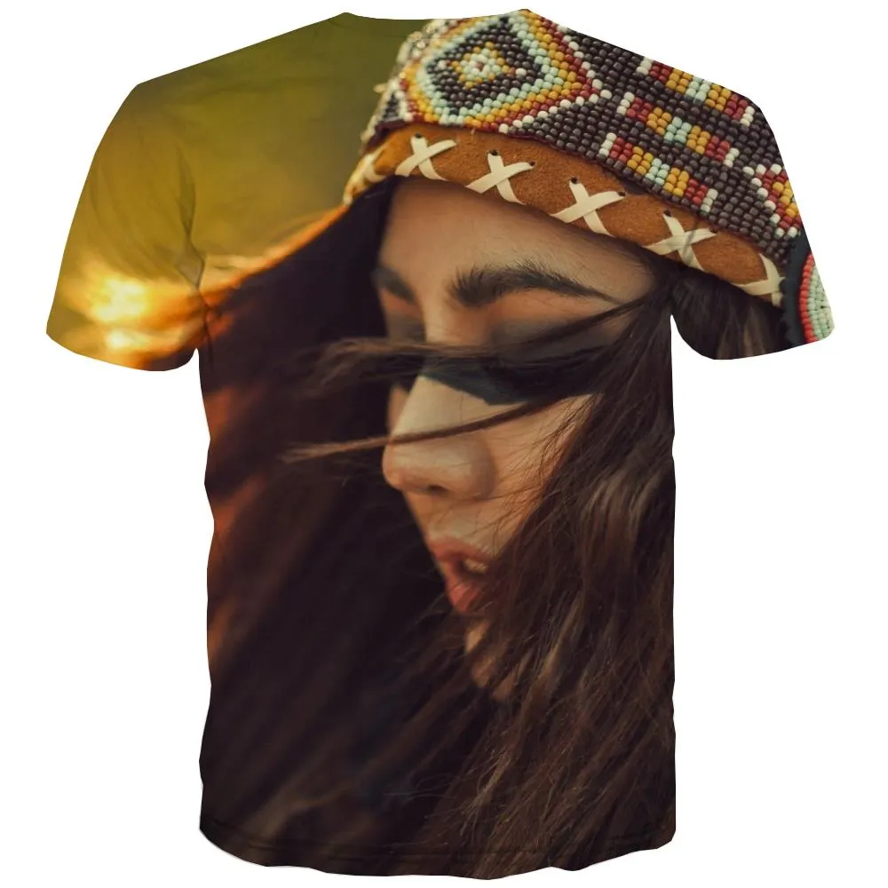 Indians T-shirt Men Grassland T-shirts Graphic Sunset Tshirts Casual War Shirt Print