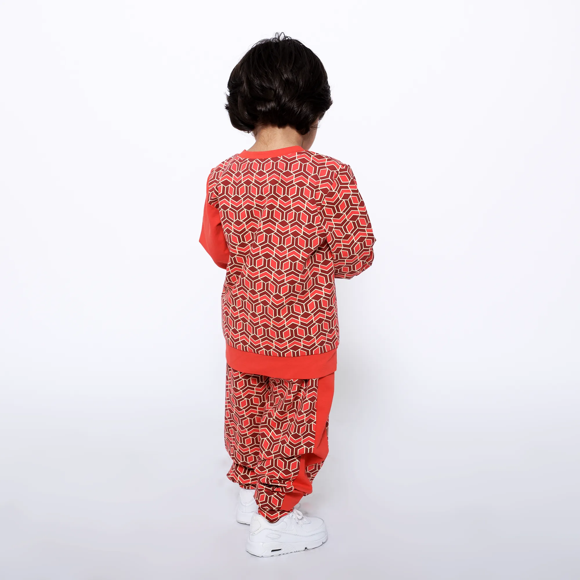 Infant Crewneck Sweatshirt and Jogger Pants Set - Red Multicolor