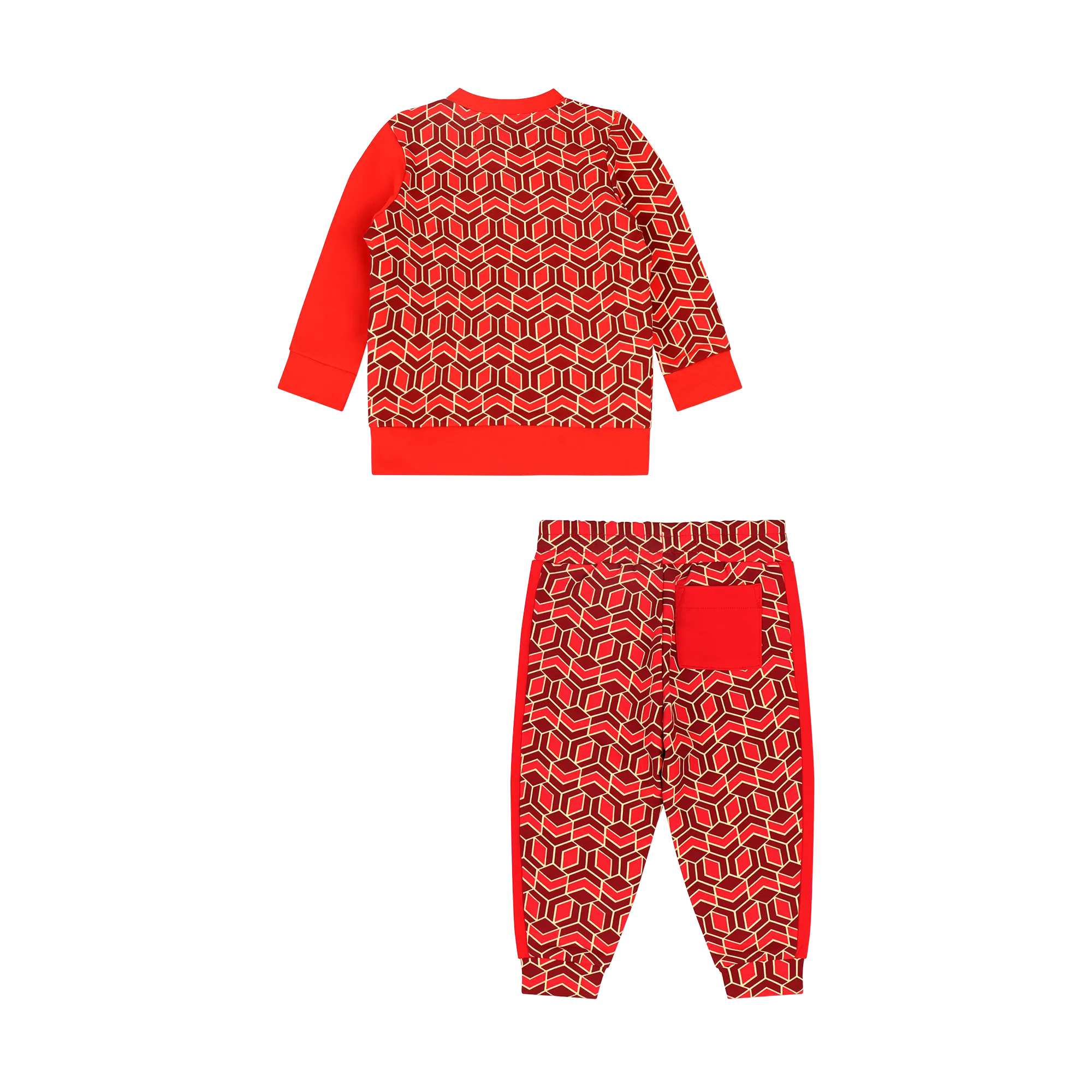 Infant Crewneck Sweatshirt and Jogger Pants Set - Red Multicolor